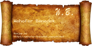 Wehofer Benedek névjegykártya